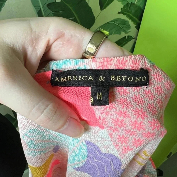 America & Beyond Cotton Candy One shoulder Maxi Dress M Spring Summer Long - Picture 11 of 11